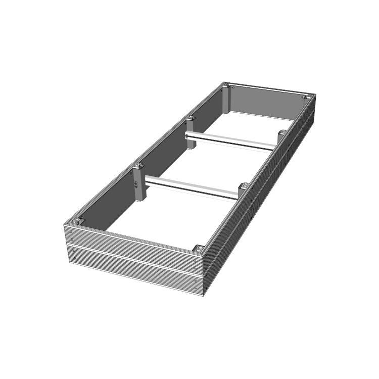 Rysunek techniczny podwyższonej grządki kompozytowej 219x72x22 cm