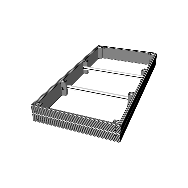 Rysunek techniczny podwyższonej grządki kompozytowej 219x109x22 cm