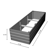 Rysunek techniczny podwyższonej grządki kompozytowej 219x72x44 cm z wymiarami.png
