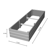 Rysunek techniczny podwyższonej grządki kompozytowej 219x72x33 cm z wymiarami.png