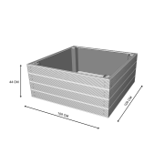 Rysunek techniczny podwyższonej grządki kompozytowej 109x109x44 cm z wymiarami.png